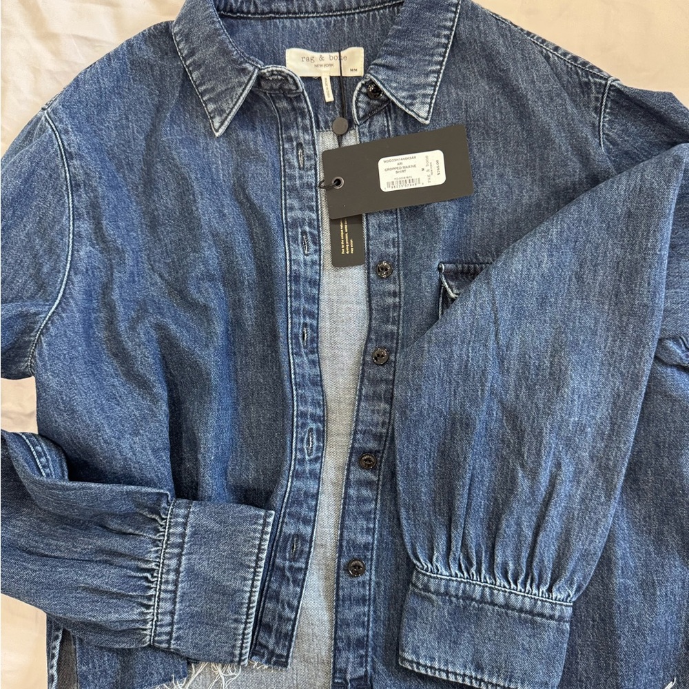 Rag & Bone Blue Denim Cropped Shirt